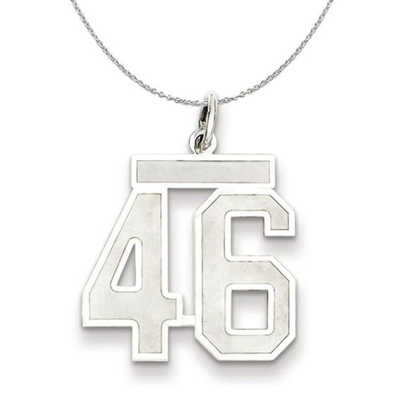 Sterling Silver, Jersey Collection, Medium Number 46 Necklace - 20 In - Picture 1 of 7